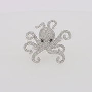 Seaside 14K White Gold Diamond Octopus Ring, 1.33 TCW
