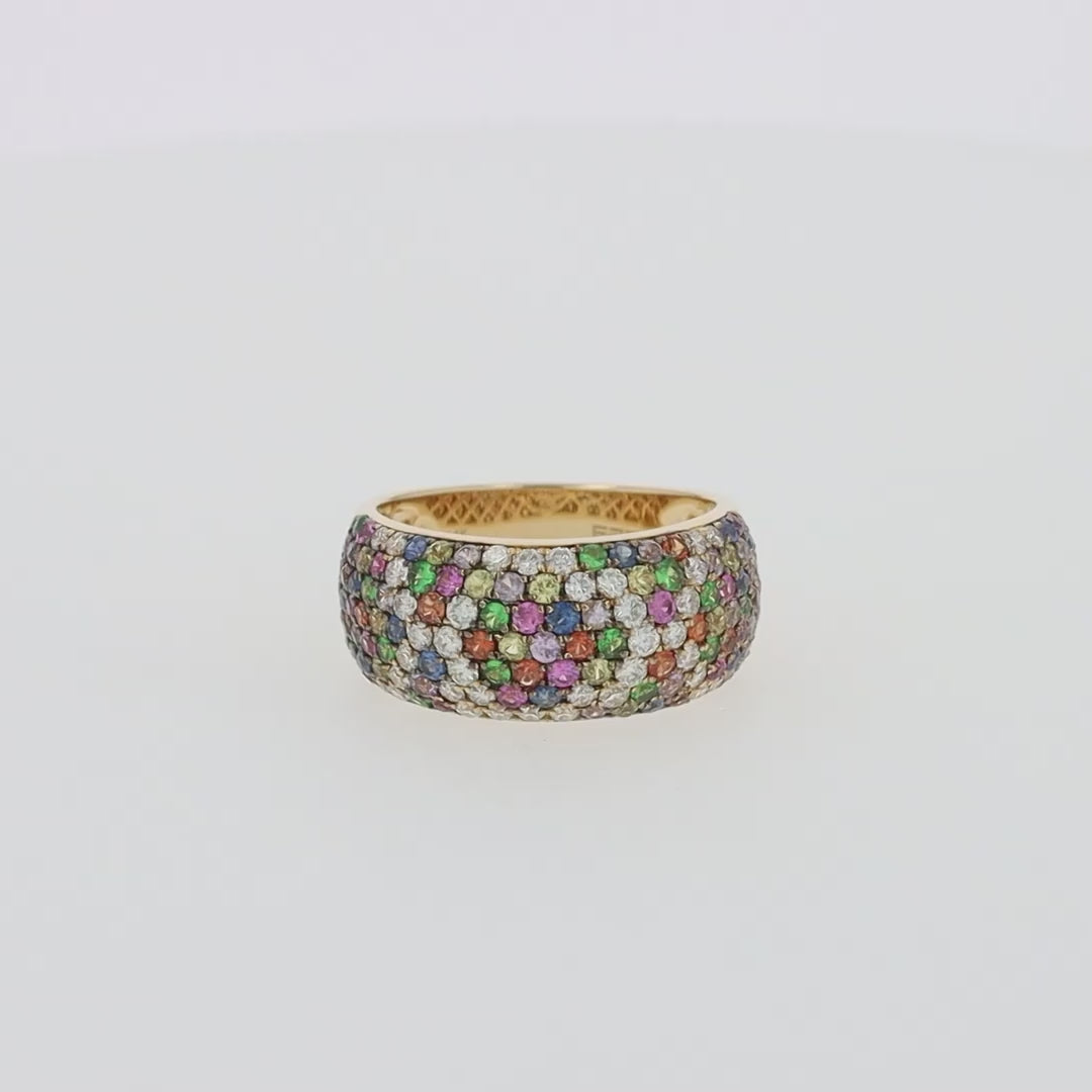 Translation missing: en.14K Yellow Gold Multi Sapphire and Diamond Ring