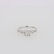 Bridal 14K White Gold Diamond Cluster Ring and Band Set, 0.72 TCW