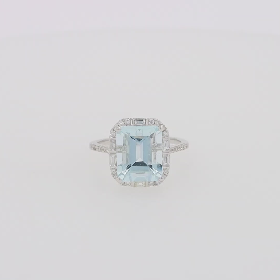 Translation missing: en.Aquarius 14K White Gold Aquamarine and Diamond Ring