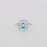Aquarius 14K White Gold Aquamarine and Diamond Ring
