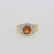 Men's Sterling Silver Citrine and Diamond Ring, 2.87 TCW
