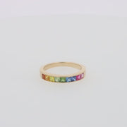 Watercolors 14K Yellow Gold Channel Set Multi Sapphire Ring, 0.86 TCW
