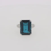 Ocean Bleu 14K Gold London Blue Topaz and Diamond Ring, 15.14 TCW