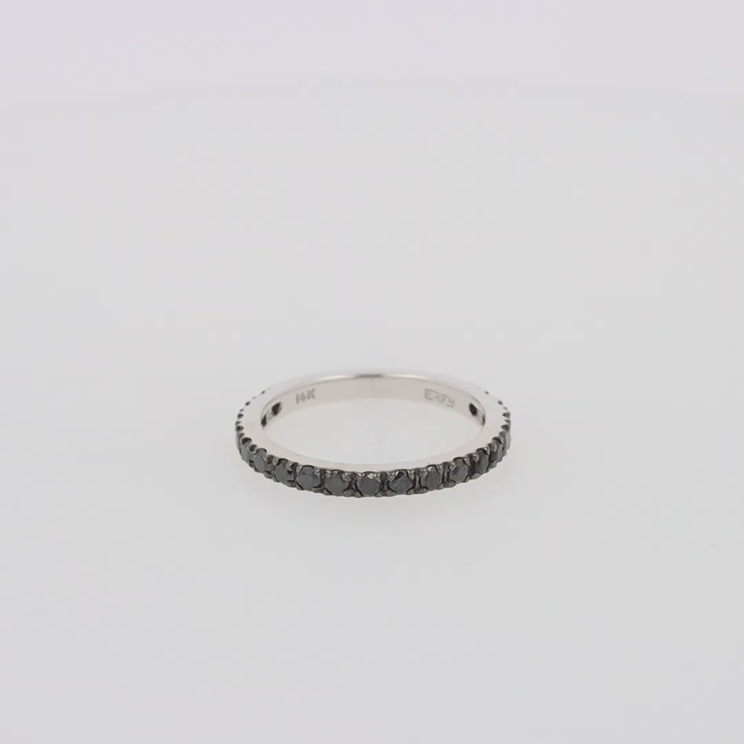 Translation missing: en.14K White Gold Black Diamond Stack Ring, 0.65 TCW