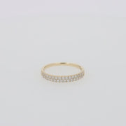 14K Yellow Gold Two Row Pave Diamond Ring, 0.37 TCW