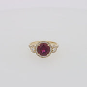 Bordeaux 14K Yellow Gold Rhodolite Garnet and Diamond Ring, 2.14 TCW