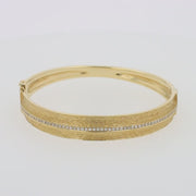 D'Oro 14K Yellow Textured Gold Diamond Bangle, 0.56 TCW