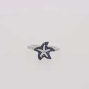 Seaside 14K White Gold Sapphire & Diamond Starfish Ring, 0.46 TCW