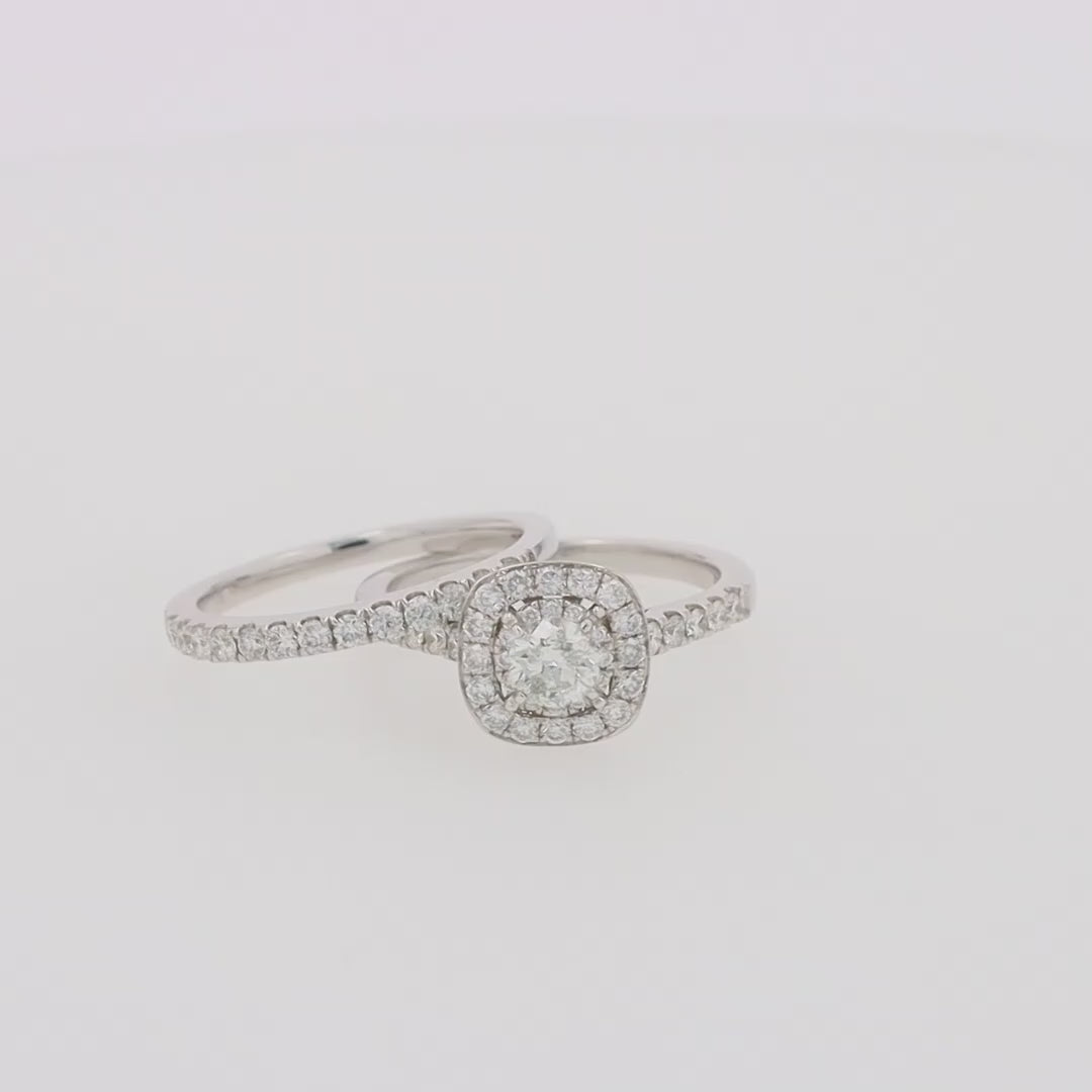 Translation missing: en.Pave Classica 14K White Gold Diamond Engagement &amp; Wedding Ring Set 1.34 TCW