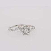 Pave Classica 14K White Gold Diamond Engagement & Wedding Ring Set 1.34 TCW