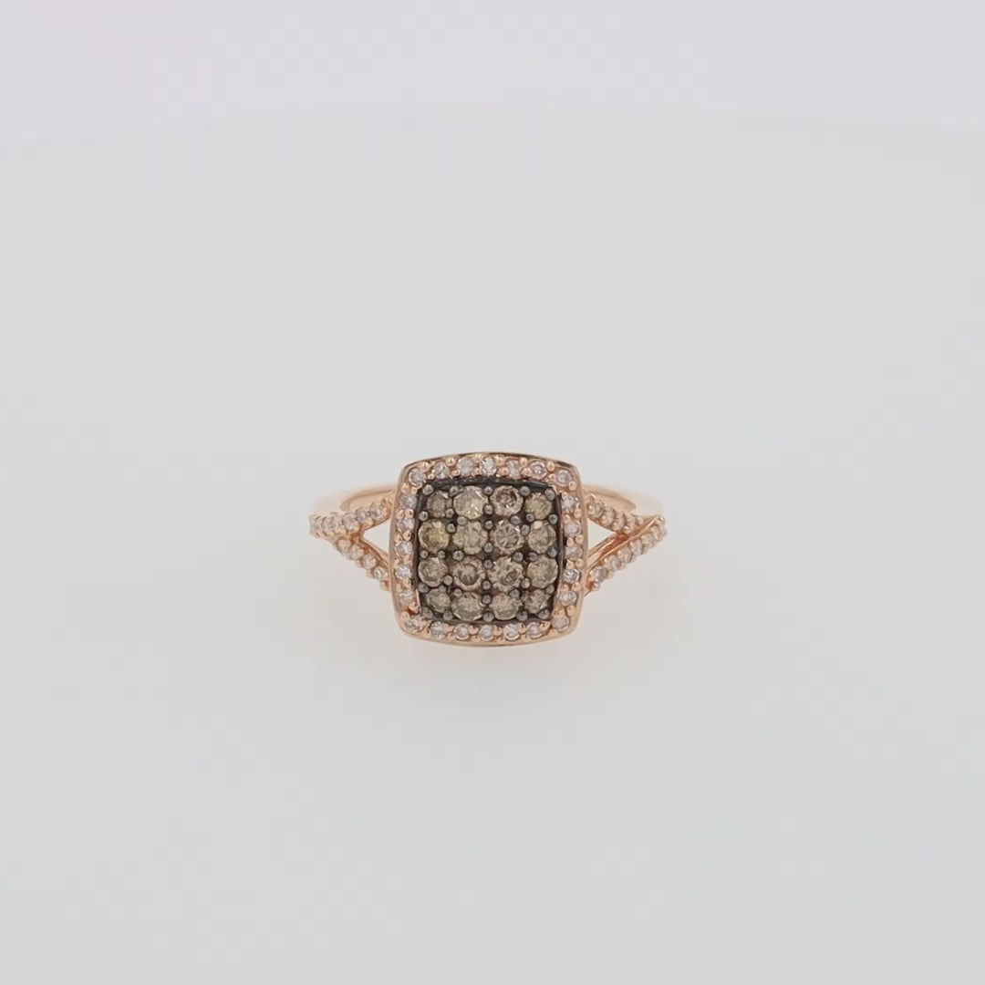 14K Rose Gold Espresso and White Diamond Ring, 0.60 TCW