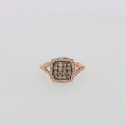 14K Rose Gold Espresso and White Diamond Ring, 0.60 TCW