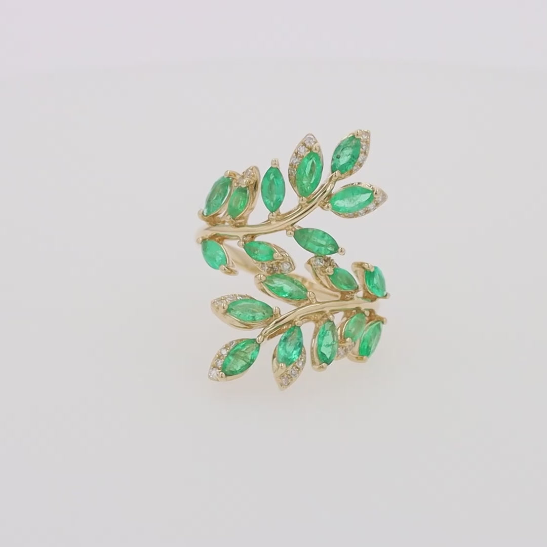 Translation missing: en.Brasilica 14K Yellow Gold Emerald and Diamond Ring, 2.78 TCW