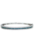 The Bella Bleu 14K White Gold Bangle features a sleek row of blue and white diamonds totaling 2.13 TCW, crafted in brilliant 14K white gold.