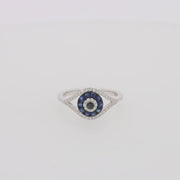 Novelty 14K White Gold Blue Sapphire & Diamond Evil Eye Ring, 0.45 TCW