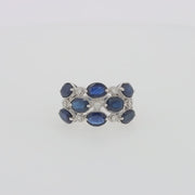 14K White Gold Blue Sapphire and Diamond Ring, 4.66 TCW
