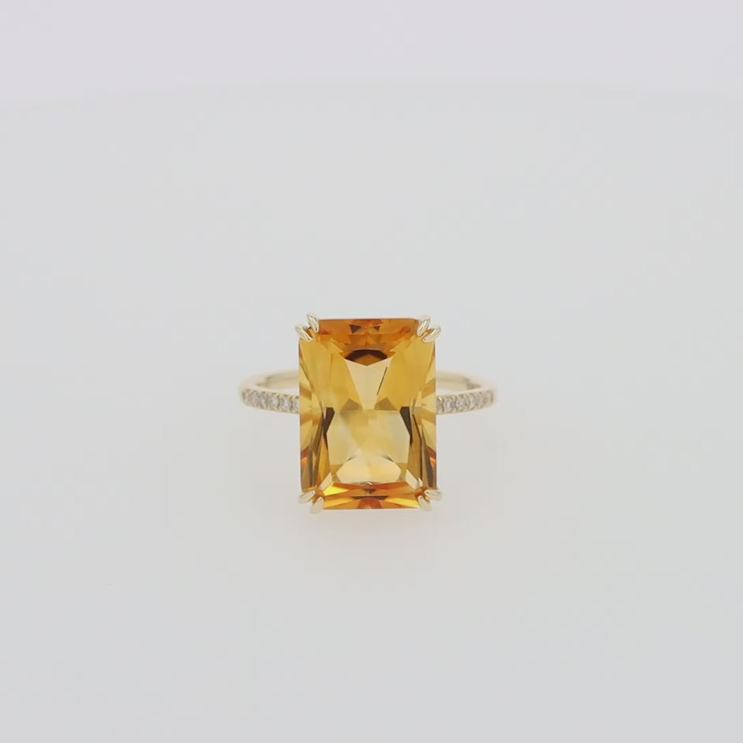 Translation missing: en.Sunset 14K Yellow Gold Citrine and Diamond Ring, 6.72 TCW