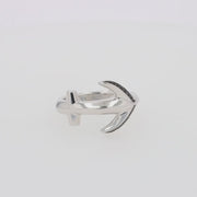 Men's Sterling Silver and Black Sapphire Anchor Ring, 0.14 TCW
