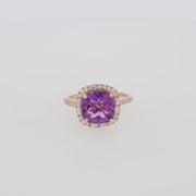 14K Rose Gold Amethyst and Diamond Ring