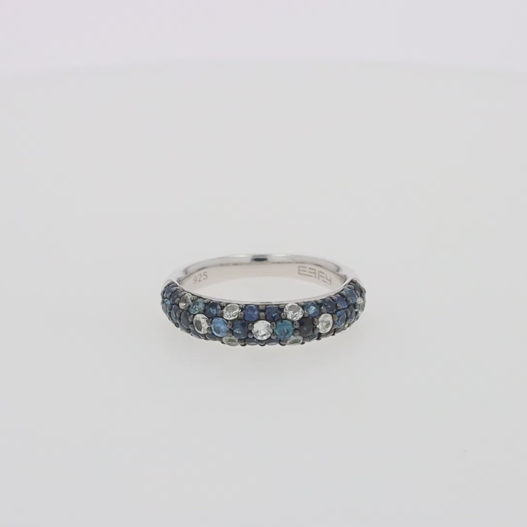 925 Sterling Silver Blue Sapphire Splash Ring, 1.80 TCW