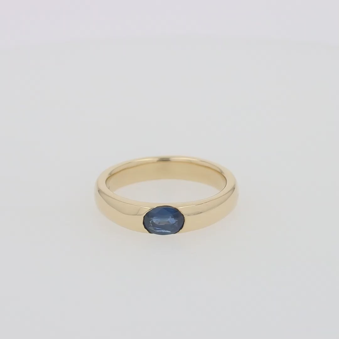 Men's 14K Yellow Gold Blue Sapphire Ring