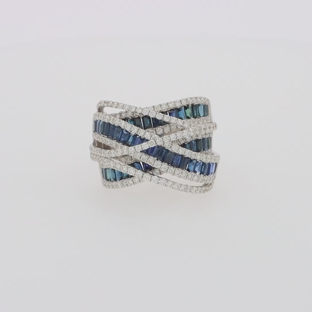 Translation missing: en.Limited Edition 14K White Gold Sapphire and Diamond Ring, 3.95 TCW