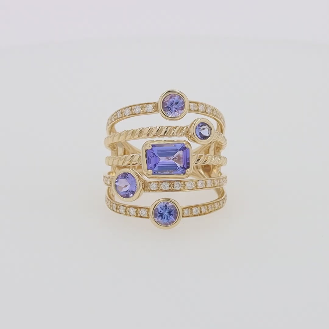 Translation missing: en.Nahla Siri 14K Yellow Gold Tanzanite and Diamond Ring, 2.26 TCW