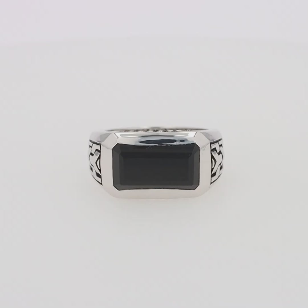 Translation missing: en.Men's 925 Sterling Silver Onyx Ring, 4.38 TCW