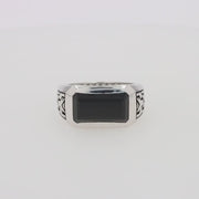 Men's 925 Sterling Silver Onyx Ring, 4.38 TCW