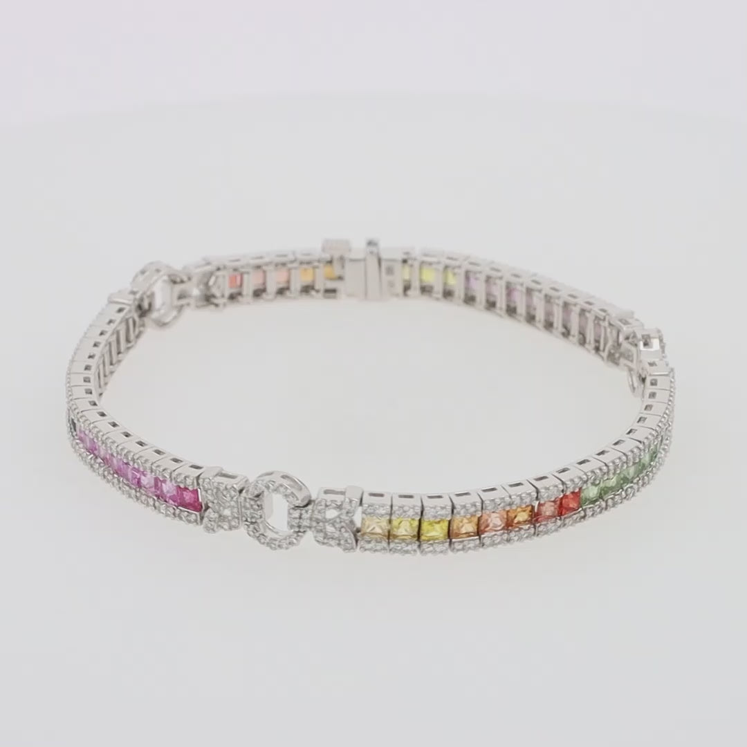 Translation missing: en.Watercolors 14K White Gold Multi Sapphire &amp; Diamond Bracelet