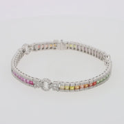 Watercolors 14K White Gold Multi Sapphire & Diamond Bracelet
