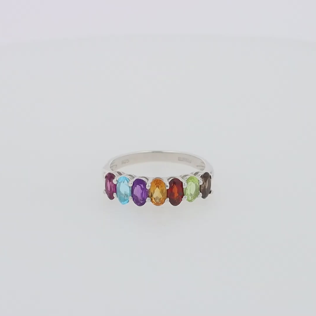 Translation missing: en.Mosaic Sterling Silver Multi Gemstone Ring, 1.66 TCW