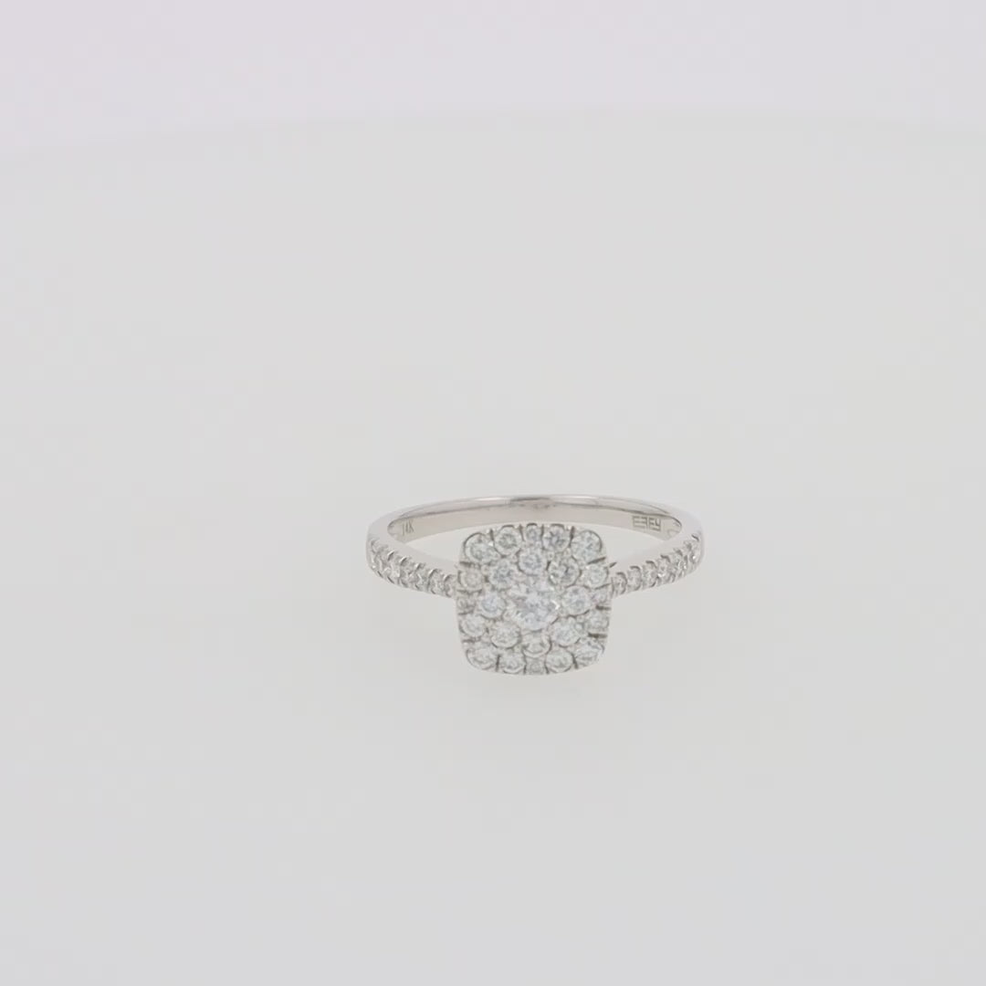 Translation missing: en.Bouquet 14K White Gold Square Shaped Diamond Cluster Ring, 0.63 TCW