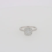 Bouquet 14K White Gold Square Shaped Diamond Cluster Ring, 0.63 TCW