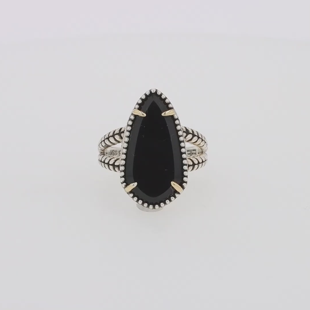 Translation missing: en.Eclipse 925 Sterling Silver Onyx Ring, 4.37 TCW