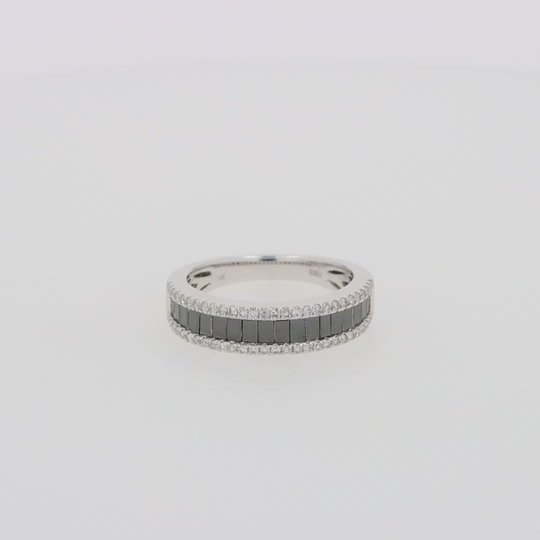 Translation missing: en.14K White Gold Black and White Diamond Band Ring, 1.06 TCW