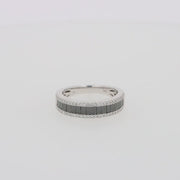 14K White Gold Black and White Diamond Band Ring, 1.06 TCW