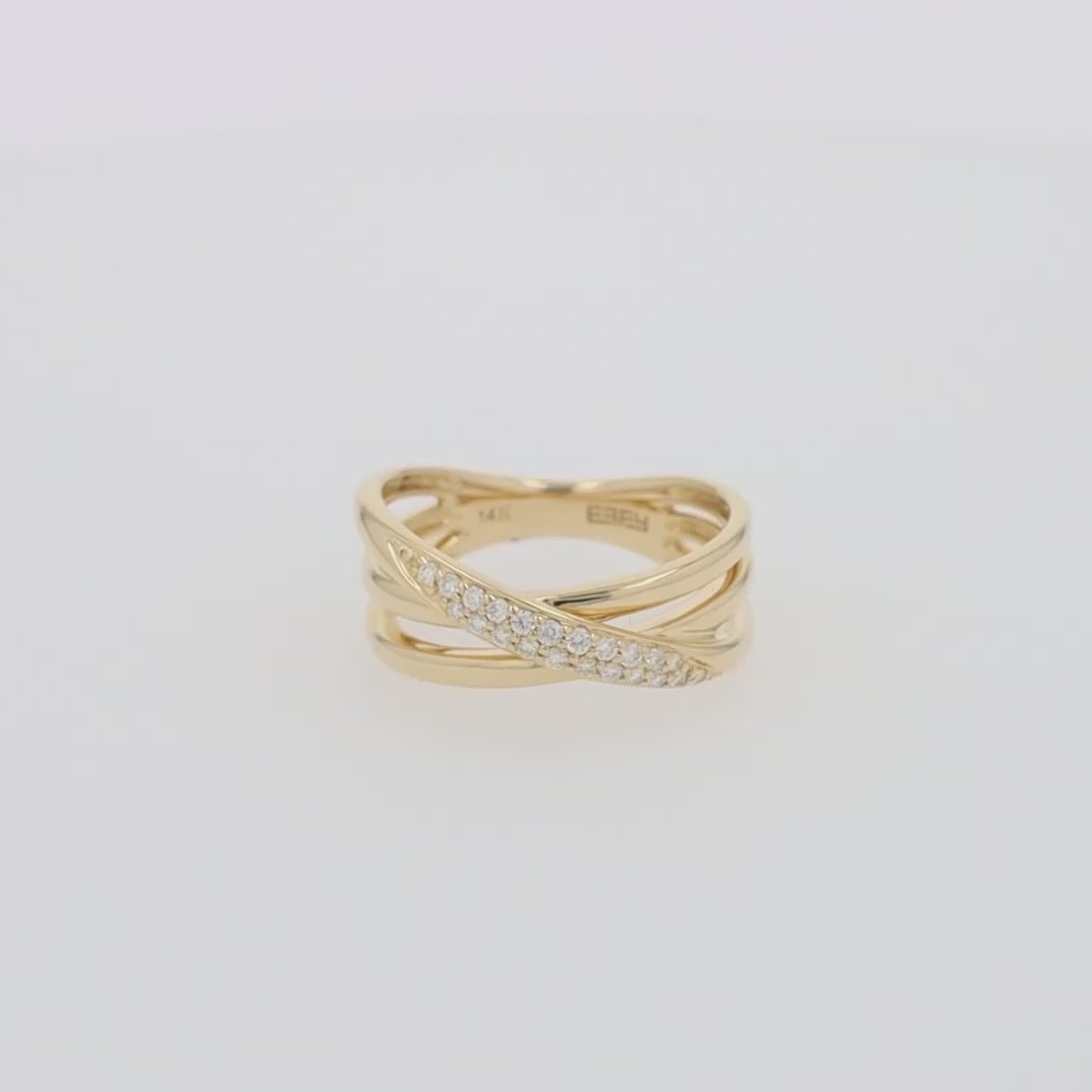 Translation missing: en.D'Oro 14K Yellow Gold Diamond Crossover Ring, 0.18 TCW