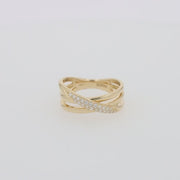 D'Oro 14K Yellow Gold Diamond Crossover Ring, 0.18 TCW