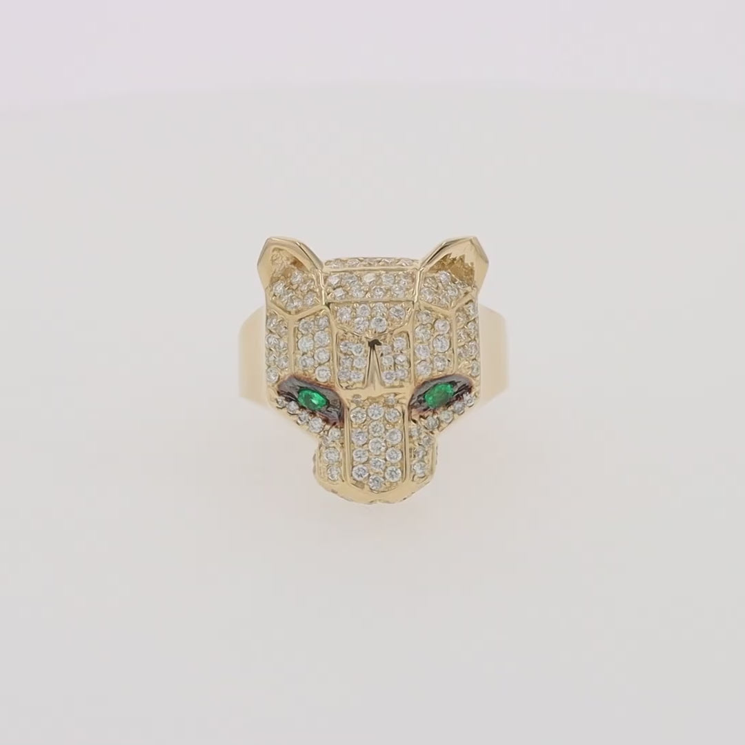 Signature 14K Yellow Gold Emerald and Diamond Panther Ring