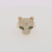 Signature 14K Yellow Gold Emerald and Diamond Panther Ring