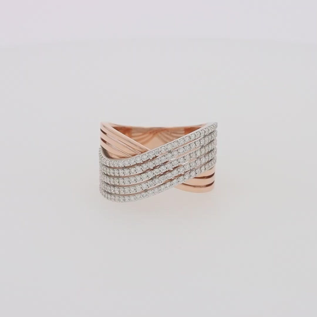 14K Two-Tone Gold Diamond Crossover Ring