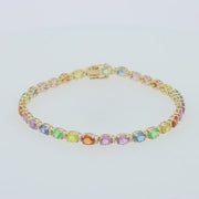 Watercolors 14K Gold Multi Sapphire and Diamond Bracelet, 8.96 TCW