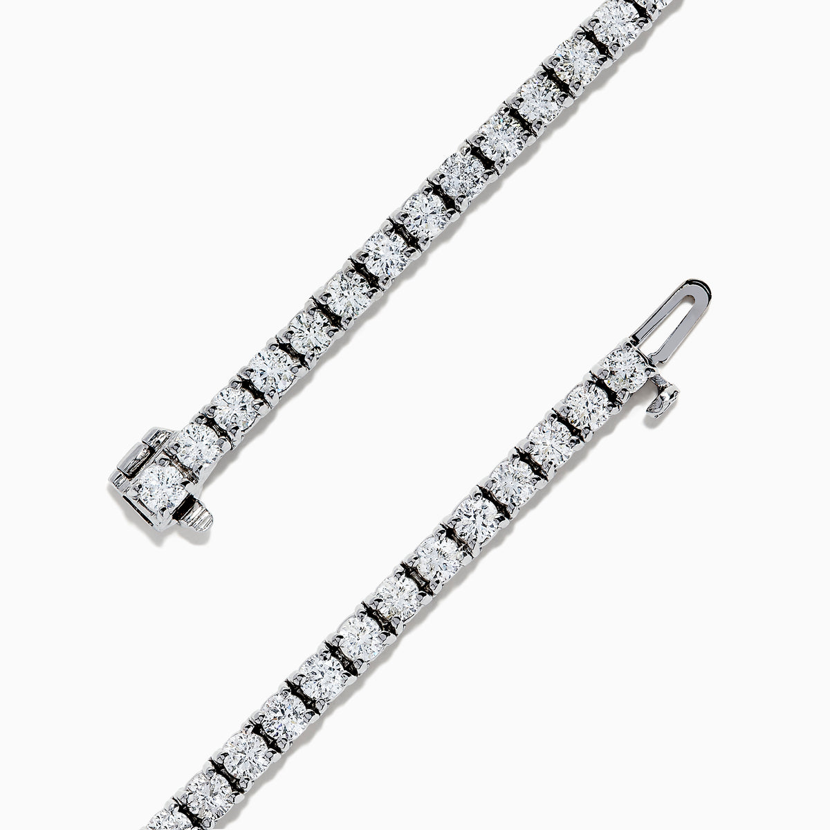 A 14K White Gold Diamond Tennis Bracelet, 6.50 TCW, featuring a continuous row of round sparkling diamonds set in prongs, displayed on a plain white background.