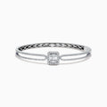 The Classique 14K White Gold Diamond Bangle (0.93 TCW) features a central rectangular emerald-cut diamond accented by smaller diamonds and double rows of pavé diamonds along the band.