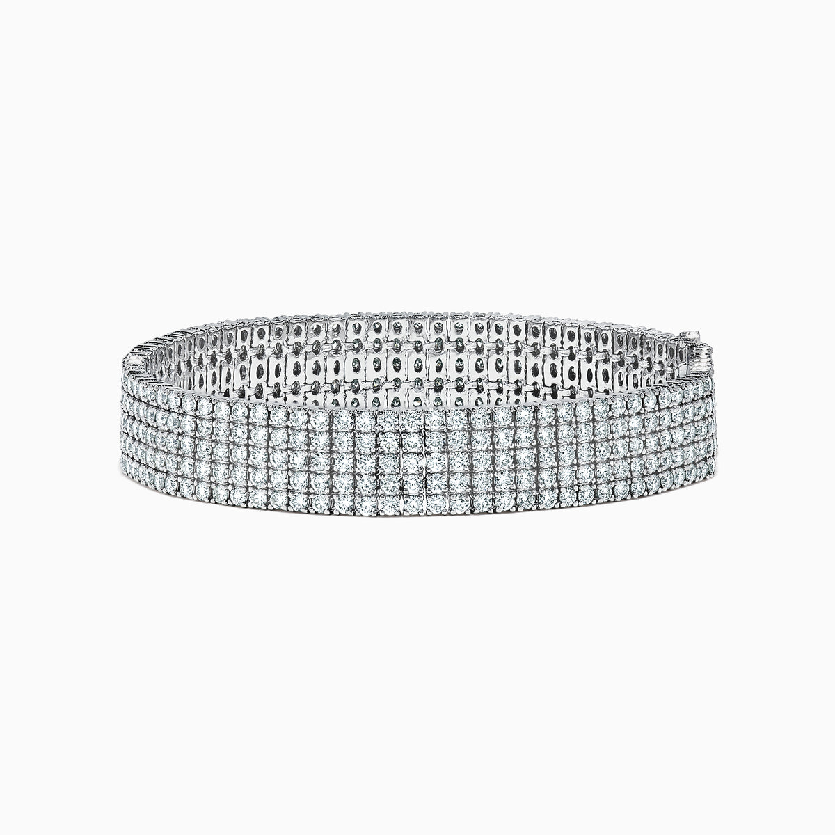 The Pave Classica 14K White Gold Diamond Bracelet, 10.05 TCW, featuring rows of sparkling diamonds, is shown on a plain white background.