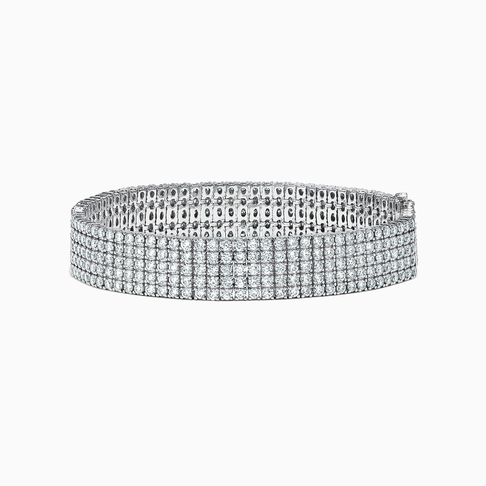 The Pave Classica 14K White Gold Diamond Bracelet, 10.05 TCW, featuring rows of sparkling diamonds, is shown on a plain white background.