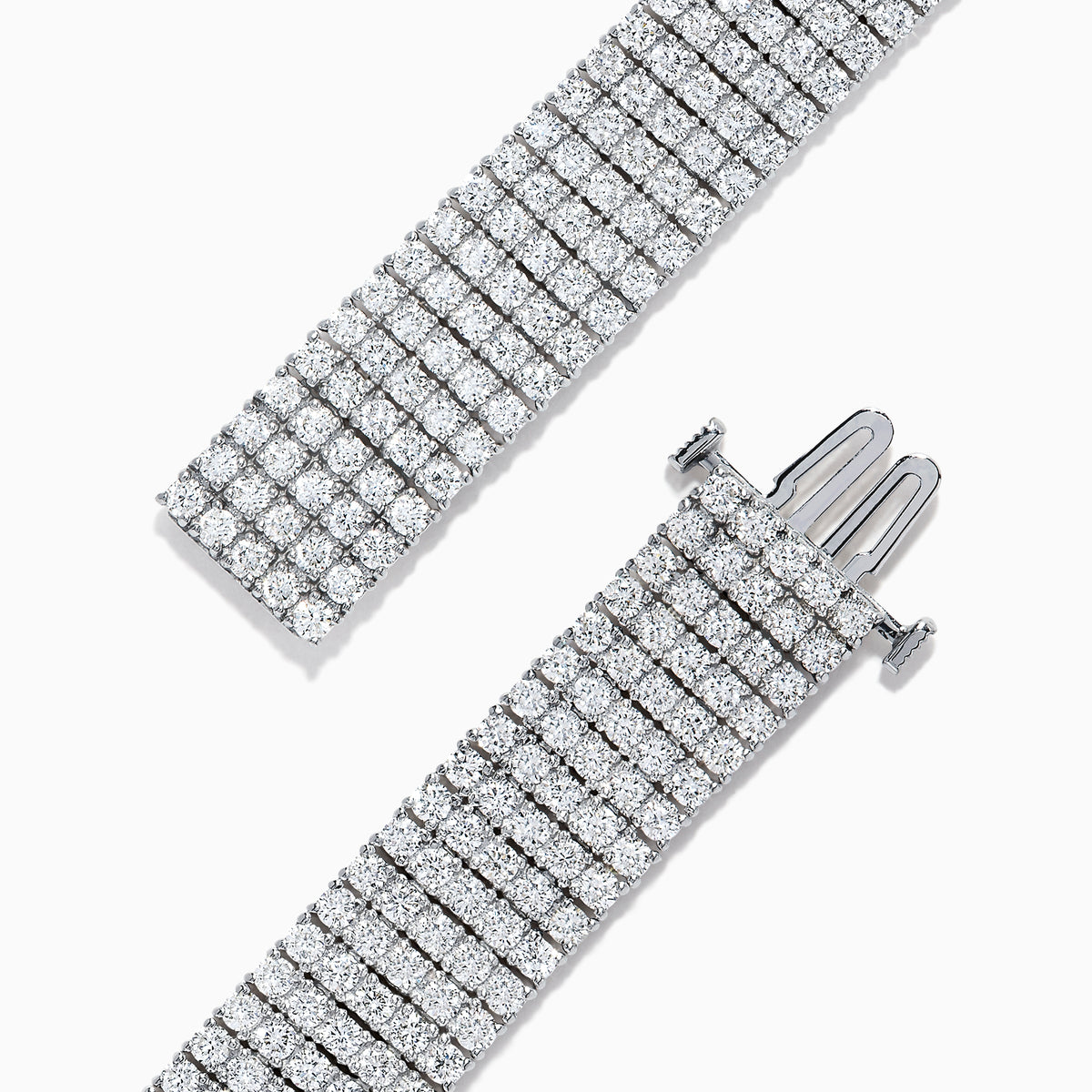 The Pave Classica 14K White Gold Diamond Bracelet, 10.05 TCW, featuring rows of sparkling diamonds, is shown on a plain white background.