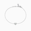 The 925 Sterling Silver Diamond Heart Bracelet features a delicate chain with a small, crystal-studded heart charm, finished with an adjustable lobster clasp.